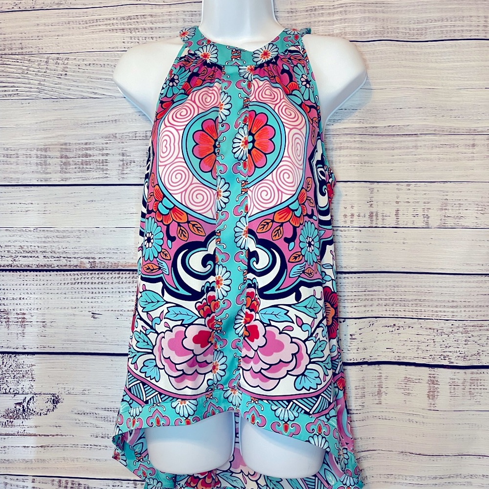 Nicole Miller Floral Halter Tank Top | Size Small